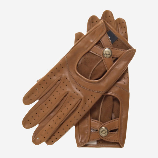 CD4378 (saddle) - Women's Sporty Italian Leather Driving Gloves