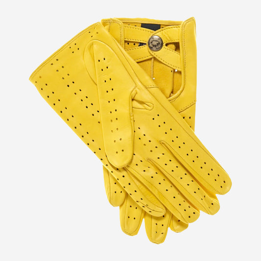 CD4378 (yellow) - Women's Sporty Italian Leather Driving Gloves