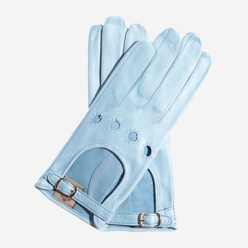 CD4814 (celeste) - Women's Italian Leather Driving Gloves with Buckled Strap