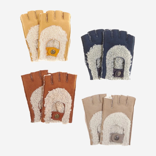 CL4522 (golden) - Women's Italian Shearling Fingerless Gloves