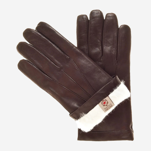 CR3001 (brown) - Men's Italian Rabbit Fur Gloves