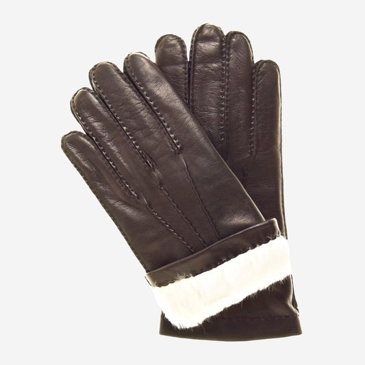 CR3103 (brown) - Men's Handsewn Rabbit Fur Gloves