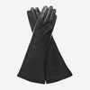 CR4001W6 (schwarz) - Italienische Kaninchenfellgefütterte Lederhandschuhe mit 6 Knöpfen