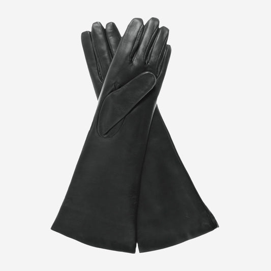 CR4001W6 (black) - Italian Rabbit Fur Lined 6-Button Length Leather Gloves