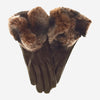 CR4347 (braun) - Damen italienische Rex-Kaninchenfell Stulpen Kaschmir gefütterte Winter Lederhandschuhe