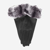 CR4405 (schwarz) - Italienische Winterlederhandschuhe für Damen mit Kaninchenfellstulpen