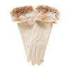CR4405 (Creme) – Italienische Damen-Winterhandschuhe aus Leder mit Manschette aus Rexkaninchenfell