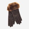 CR4450 (marron) - Gants d'hiver en cuir doublés cachemire pour femme avec poignets en fourrure de lapin Orylag italien