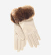 CR4450 (Creme) - Damen Italienische Orylag-Kaninchenfell-Stulpen Kaschmirgefütterte Winterlederhandschuhe