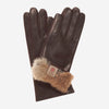 CR4606 (brown) - Women's Italian Natural Rabbit Fur Gloves 3-Button Length