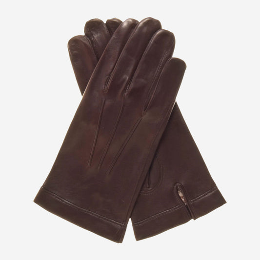 CS3550 (brown) - Men's Italian silk lined lambskin leather gloves