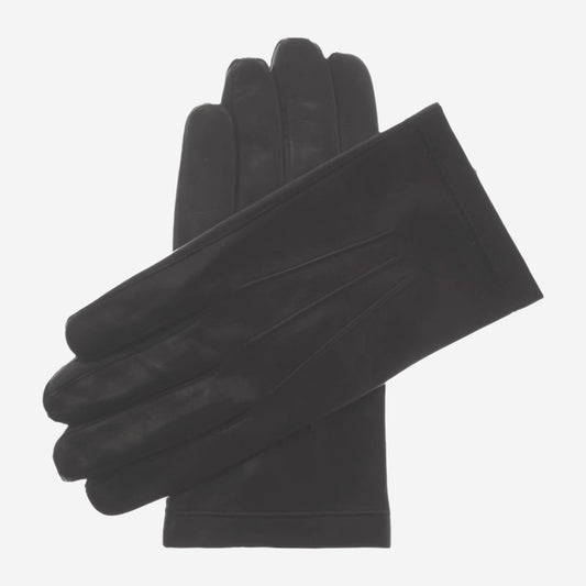 CS3913 (black) - Men's Italian silk lined touchscreen leather gloves
