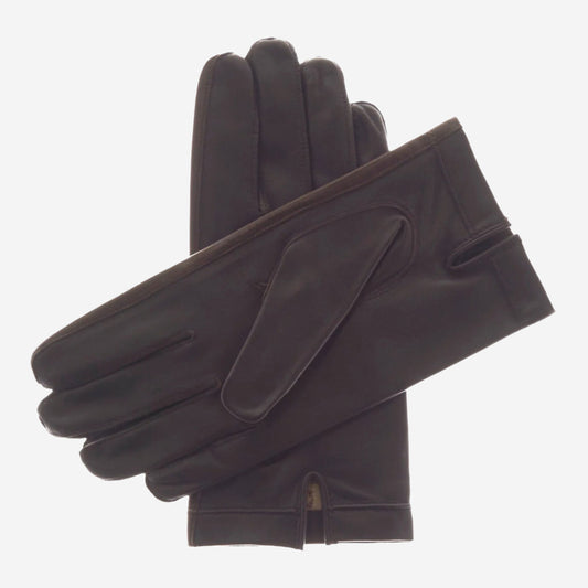 CS3913 (black) - Men's Italian silk lined touchscreen leather gloves