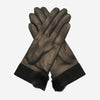 CS4033 (black) - Women's Italian silk lined lambskin leather gloves with mink pompom