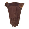 CS4033 (braun) - Damen Handschuhe aus italienischem Seidenlammleder mit Nerzpompon