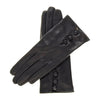 CS4070 (black) - Women's Italian silk lined lambskin leather gloves with buttons