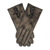 CS4070 (black) - Women's Italian silk lined lambskin leather gloves with buttons