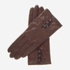 CS4070 (brown) - Women's Italian silk lined lambskin leather gloves with buttons