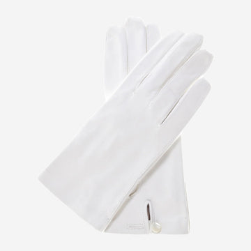 CS4101 (white) - Italian silk lined white leather wedding gloves