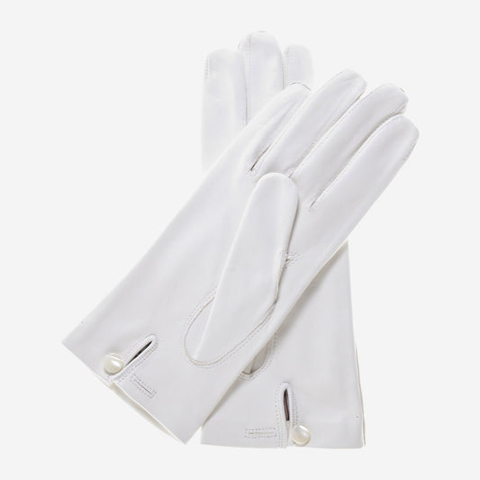 CS4101 (white) - Italian silk lined white leather wedding gloves