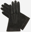 CS4104 (black) - Women's Italian silk lined handsewn leather gloves with contrast stitching