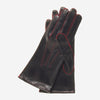 CS4175 (Schwarz/Rot) - Italienische Damen-Lederhandschuhe mit Seidenfutter und kontrastierenden Ziernähten
