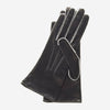 CS4175 (Schwarz/Weiß) - Damen italienische Seidenfutter Lederhandschuhe mit kontrastierenden Ziernähten