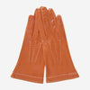 CS4204 (medium brown) - Women's Italian Silk Lined Leather Gloves with Contrast Decorative Stitching