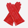 CS4204 (red) - Women's Italian Silk Lined Leather Gloves with Contrast Decorative Stitching