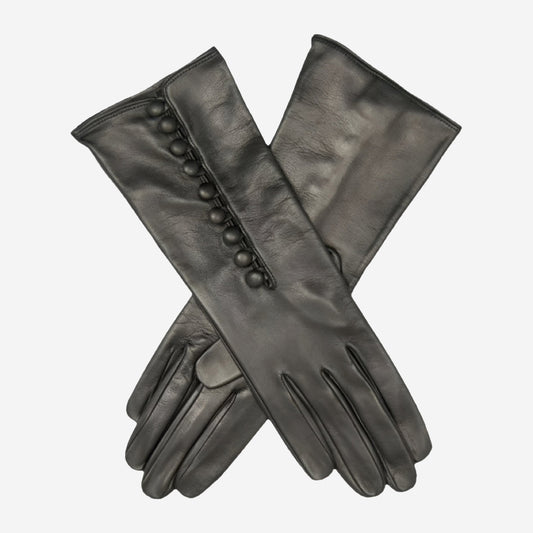 CS4255 (black) - Italian Silk Lined Gloves with 4-Button Length
