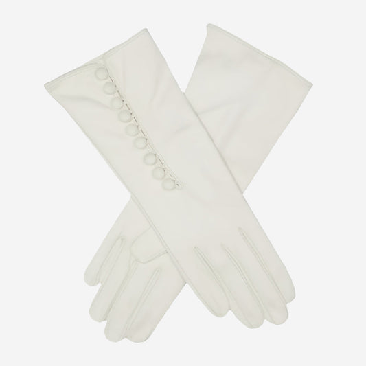 CS4255 (white) - Italian Silk Lined Gloves with 4-Button Length
