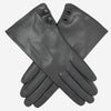 CS4345 (black) - Women's Italian Silk Lined Leather Gloves with 2 Buttons - Leather Gloves Online - Luxury Leather Gloves - 1
