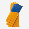 CS4416 (yellow/blue) - Women's Italian Color Block Silk Lined Leather Gloves