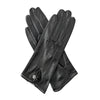 CS4801 (black) - Women's Italian Silk Lined Leather Gloves with Stitched Accents