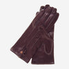 CS4801 (dunkelbraun) - Italienische Damen-Lederhandschuhe mit Seidenfutter und Ziernähten