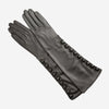 CS4820W8 (schwarz) - Ellenbogenlange Seidengefütterte Lammlederhandschuhe mit Knöpfen