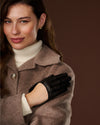 Ciandra (black) - Women's short Italian lambskin leather gloves with swoop back