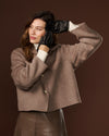 Ciandra (black) - Women's short Italian lambskin leather gloves with swoop back