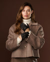 Ciandra (black) - Women's short Italian lambskin leather gloves with swoop back