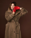 Ciandra (red) - Women's short Italian lambskin leather gloves with swoop back