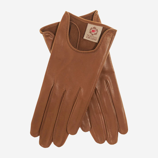CU4629 (camel) - Women's unlined Italian fashion leather gloves with short wrist
