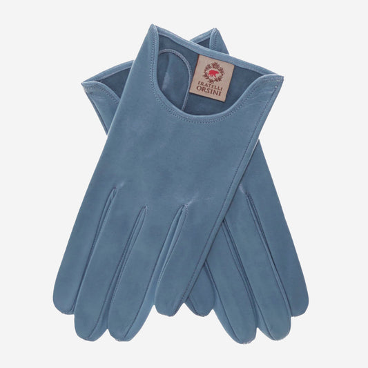 CU4629 (sky) - Women's unlined Italian fashion leather gloves with short wrist