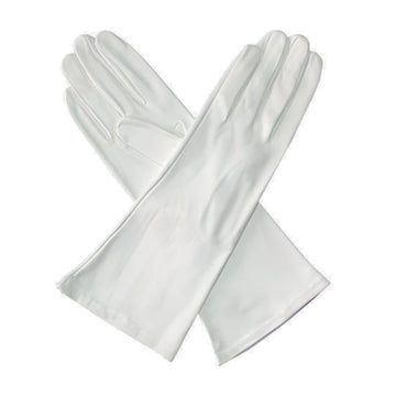 CW01W4 (white) - Italian silk lined 4-button length white leather bridal gloves
