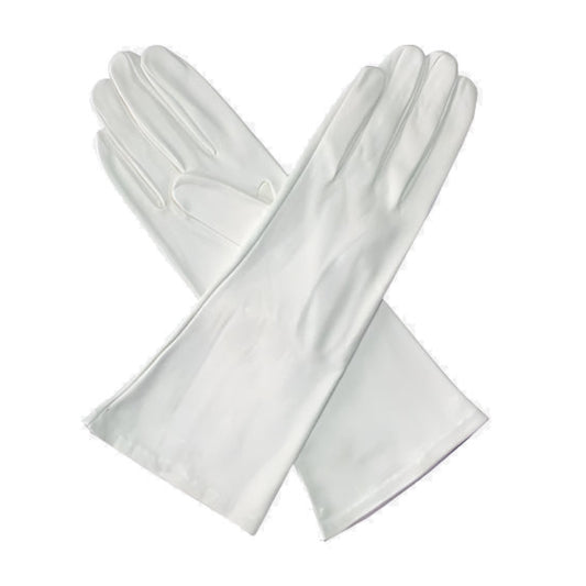 CW01W4 (white) - Italian silk lined 4-button length white leather bridal gloves