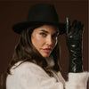 Camilla (Schwarz) - Lange italienische Winter-Lederhandschuhe mit luxuriösem Kaschmirfutter