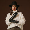 Camilla (Schwarz) - Lange italienische Winter-Lederhandschuhe mit luxuriösem Kaschmirfutter