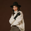 Camilla (Schwarz) - Lange italienische Winter-Lederhandschuhe mit luxuriösem Kaschmirfutter