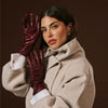 Camilla (xb) - Longs gants d'hiver en cuir italien avec luxueuse doublure en cachemire