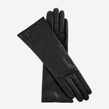 Camilla (black) - Italian long leather winter gloves with luxurious cashmere lining