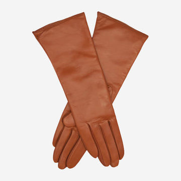 Camilla (mittelbraun) - italienische, mit Kaschmir gefütterte Lederhandschuhe in "4-Knopf-Länge"